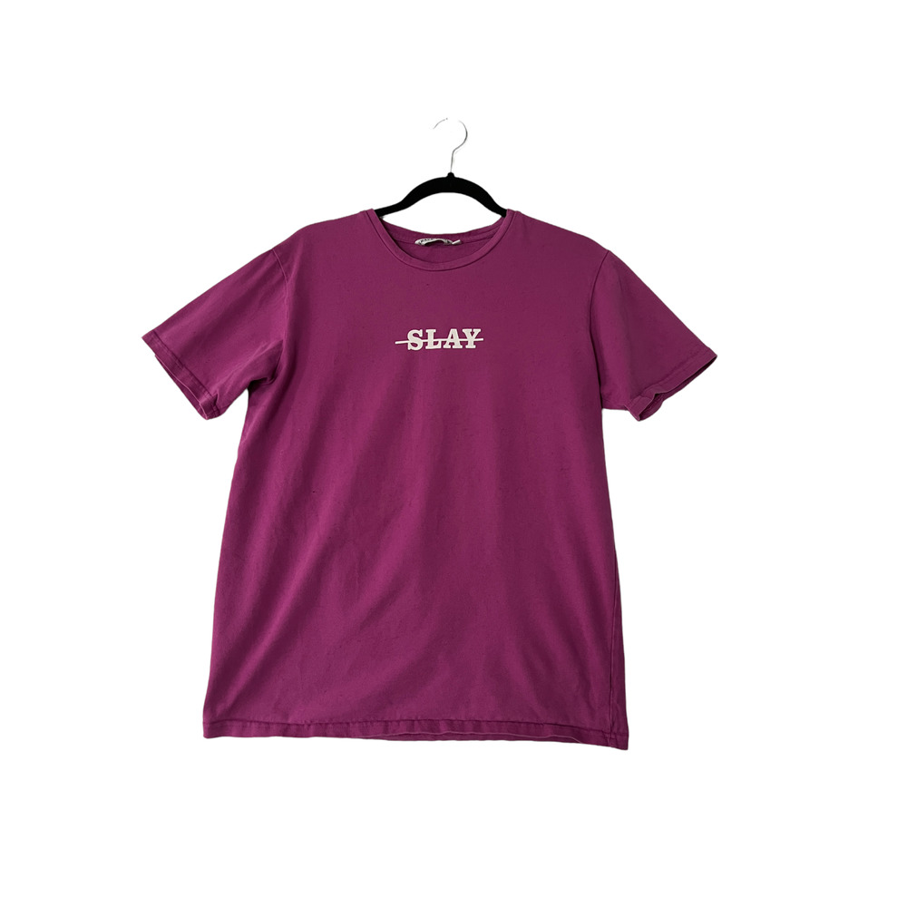 GRACE CHOW Pink Short Sleeve Fuschia Slay T-Shirt Crew Neck Women's Size S